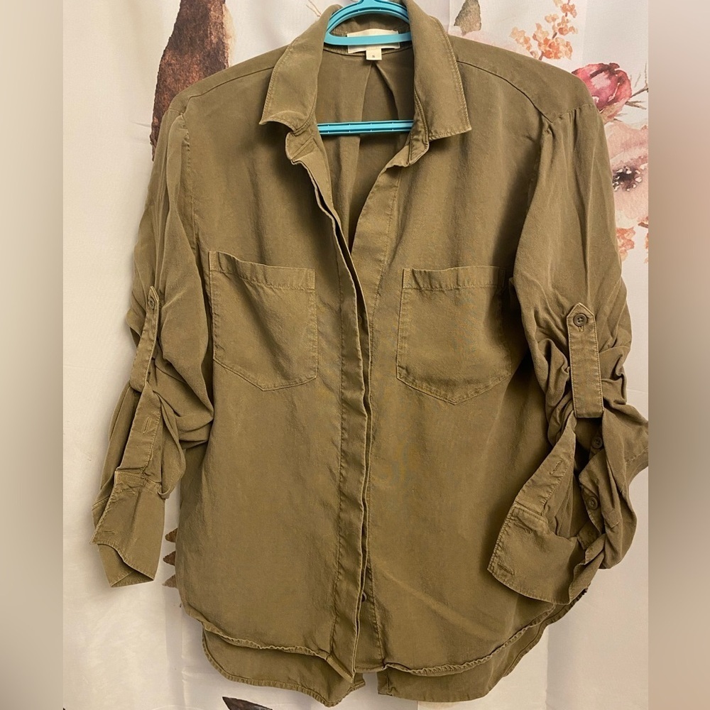 Olive Green Button-Up Shirt